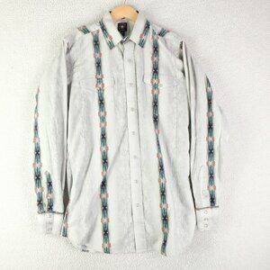 Panhandle Slim Shirt Mens Medium Gray Green Aztec Southwestern Pearl Snap